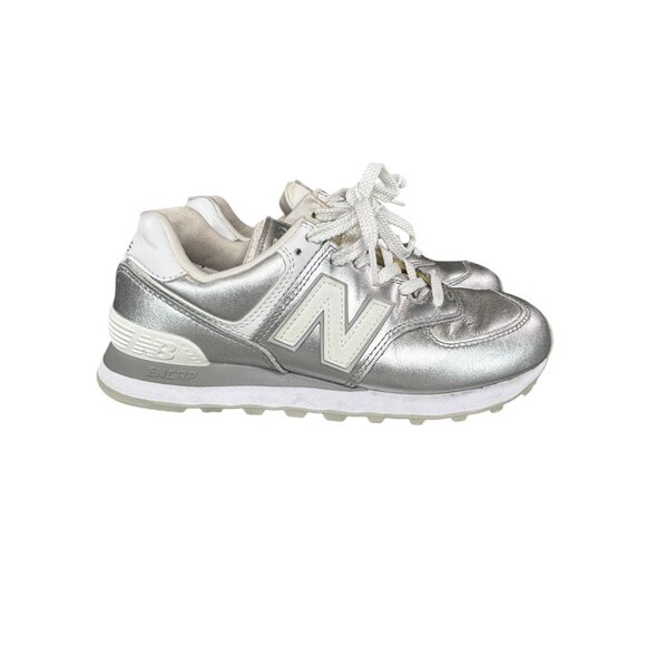 New Balance Womens Silver 574 Sneakers Size 6.5 US 37 EU - Picture 5 of 11